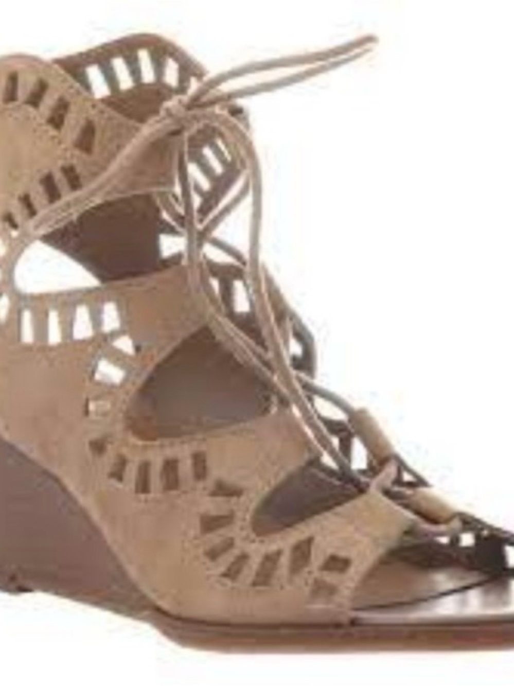 DV by Dolce Vita Taupe Cutout Lace-Up Wedge Sandals